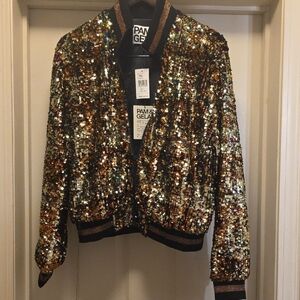 Pam & Gela Gold Sequin Bomber Jacket A-8